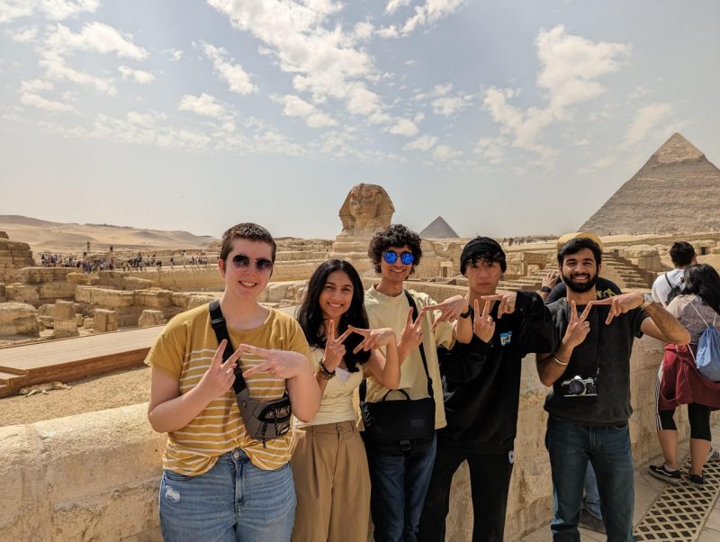 Image of students standing in front of the Sphinx in Egypt